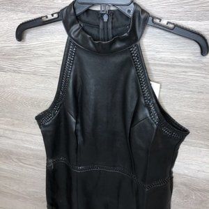 lipsy faux leather halter neck dress